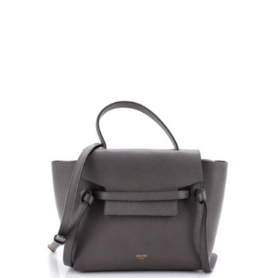 Бывшая в употреблении поясная сумка Celine Nano из текстурированной кожи серого цвета