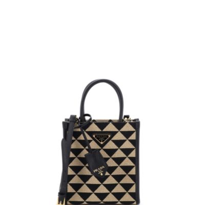 Бывшая в употреблении сумка-шоппер Prada Mini Symbole из жаккарда черного цвета