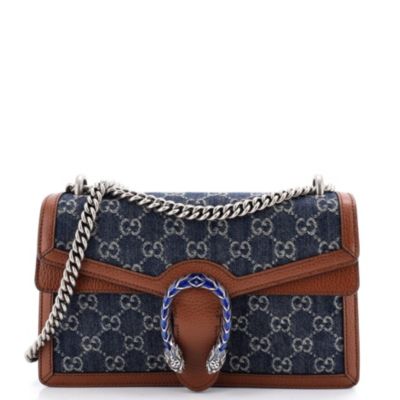 Бывшая в употреблении маленькая сумка Gucci Dionysus синего цвета из джинсовой ткани GG