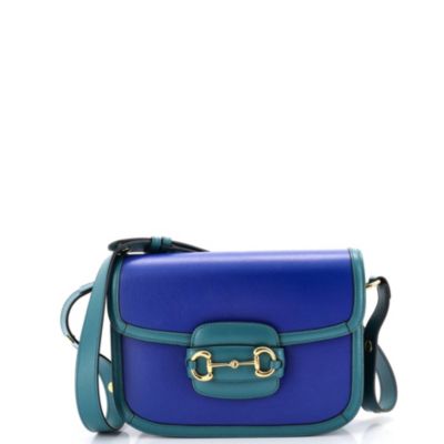 Бывшая в употреблении сумка Gucci Small Horsebit 1955 года выпуска, кожаная, синяя