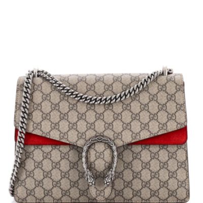 Бывшая в употреблении сумка Gucci Medium Dionysus из холщовой ткани с покрытием GG красного цвета