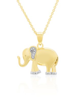 Золотое ожерелье с подвеской в виде слона Macy's Diamond Accent (0,005 карата)