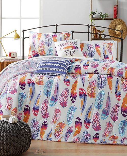 Ideanuova Watercolor Olivia Feather 5 Pc Comforter Sets Reviews Bed In A Bag Bed Bath Macy S