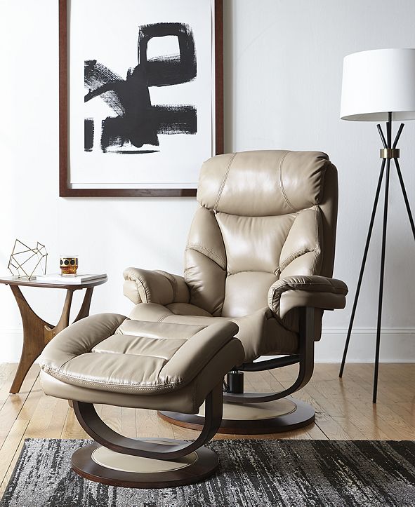 Furniture CLOSEOUT! Aby Leather Recliner Chair & Ottoman & Reviews ...