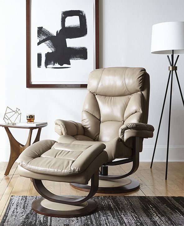 Furniture CLOSEOUT! Aby Leather Recliner Chair & Ottoman & Reviews