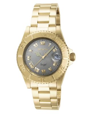 Женские часы Invicta 14366 Angel Quartz с 3 стрелками и светло-серым циферблатом из золота