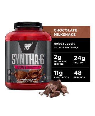 Протеиновый порошок BSN SYNTHA-6 EDGE, гидролизованная сыворотка, мицеллярный казеин, Изолят молочного белка, с низким содержанием сахара, 24 г белка, Шоколадный молочный коктейль, 48 порций без красителя.