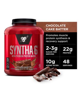 Сухой сывороточный протеин BSN SYNTHA-6, мицеллярный казеин, изолят молочного протеина в порошке, тесто для шоколадного торта, 48 порций без цвета