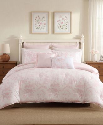 Хлопковый комплект постельного белья Laura Ashley Natalie из 5 предметов розового цвета