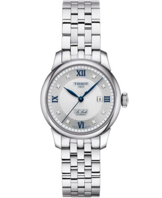 Женские швейцарские автоматические часы Tissot Le Locle с бриллиантовым акцентом на браслете из нержавеющей стали 29 мм