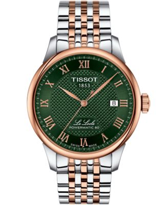 Мужские часы Tissot Powermatic, 39,3 мм, зелёный циферблат