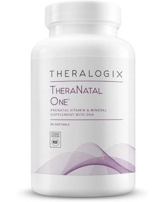 Витамины для беременных Theralogix TheraNatal One - Запас на 90 дней - Мультивитамины для беременных, содержащие DHA, витамин D3, метилированную фолиевую кислоту, железо и многое другое -Сертифицированы NSF, не имеют цвета