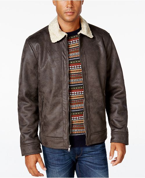 Nautica Men S Big Tall Jacket With Faux Shearling Collar Reviews Coats Jackets Men Macy S