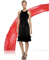 O Oscar Sleeveless Ruffle-Hem Dress