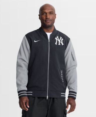 Мужская темно-серая куртка-бомбер Nike New York Yankees Authentic Collection Dugout с застежкой-молнией синего цвета