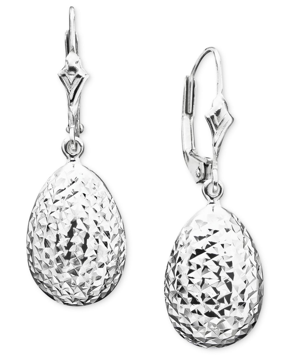 14k White Gold Leverback Earrings   Earrings   Jewelry & Watches