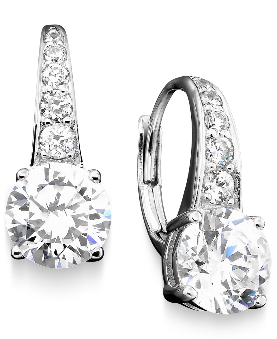 CRISLU Earrings, Platinum over Sterling Silver Cubic Zirconia Drop