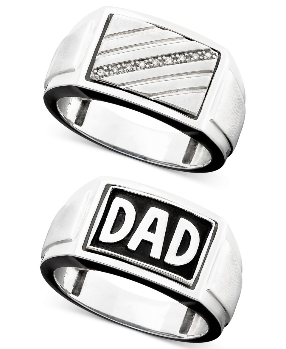 Mens Sterling Silver Ring, Reversible Dad   Rings   Jewelry & Watches