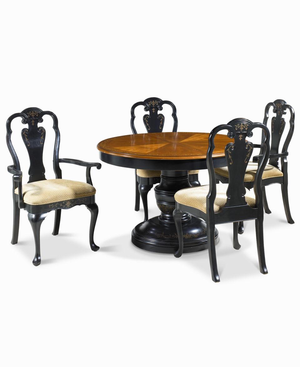 Hand Painted 7 Piece Dining Set Table, 4 Side Chairs and 2 Arm Chairs