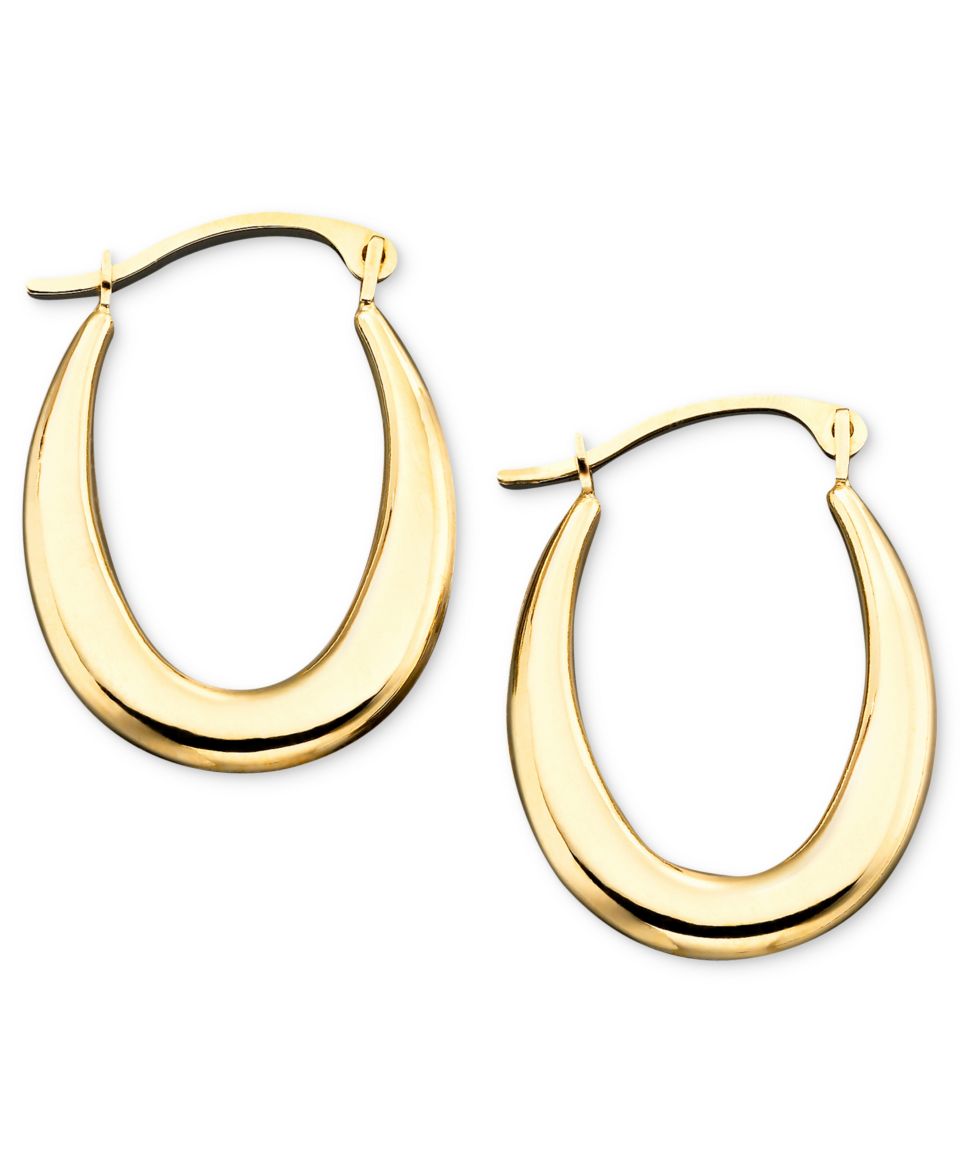 10k Gold Small Polished Graduated Oval Hoop Earrings   Earrings   Jewelry & Watches
