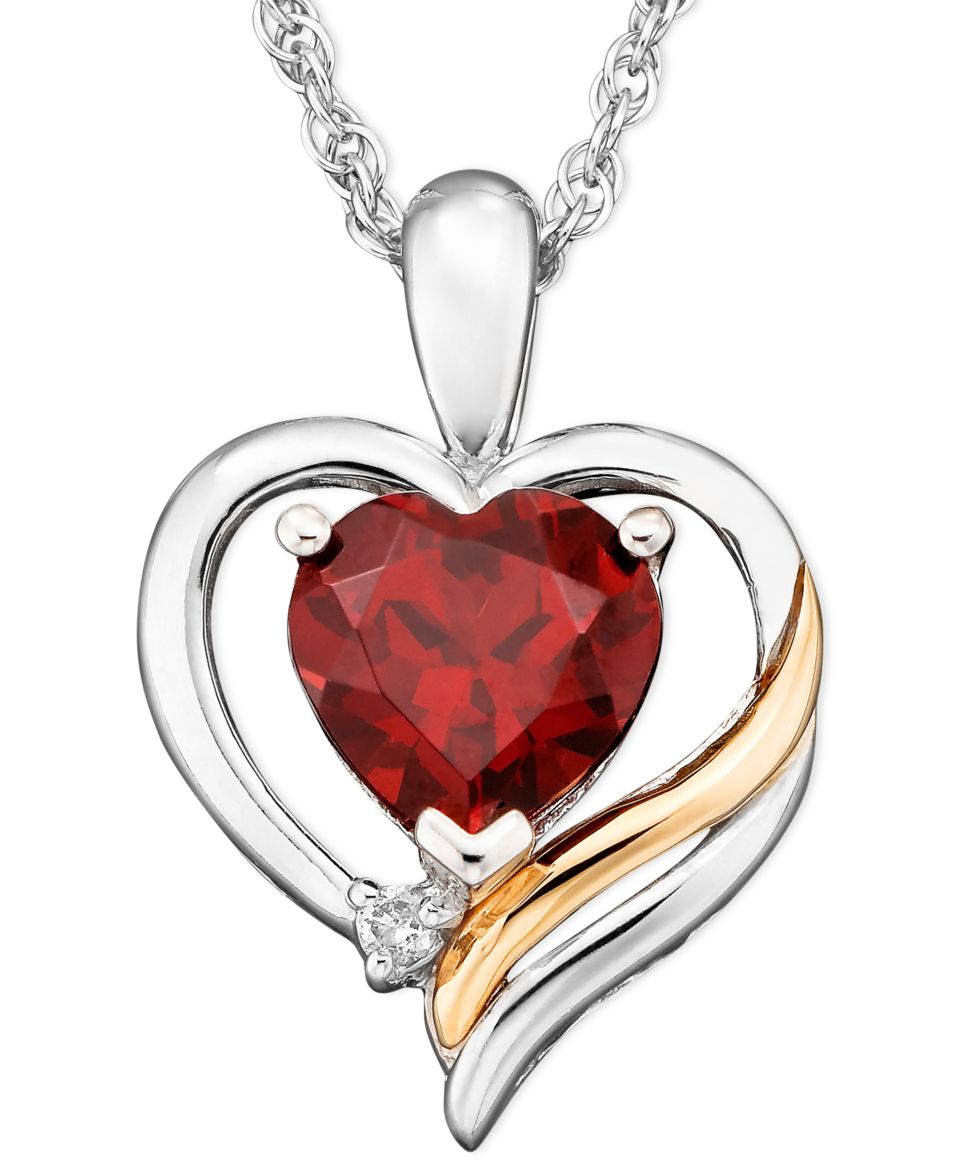 14k Gold and Sterling Silver Pendant, Garnet (1 3/8 ct. t.w.) and