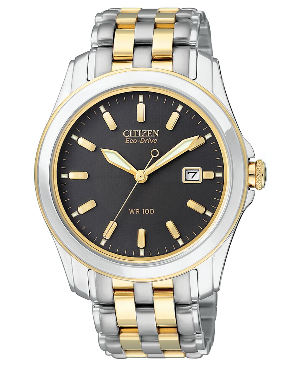 Citizen Mens Eco Drive Two Tone Stainless Steel Bracelet Watch 40mm BM6734 55E   Watches   Jewelry & Watches