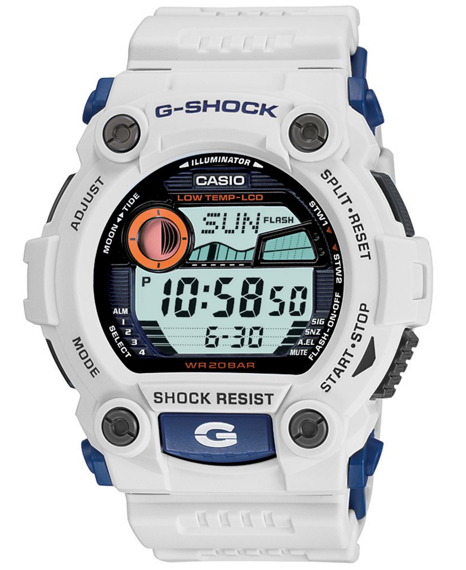 Shock Watch, Mens Digital White Resin Strap 46mm G8900A 7   All