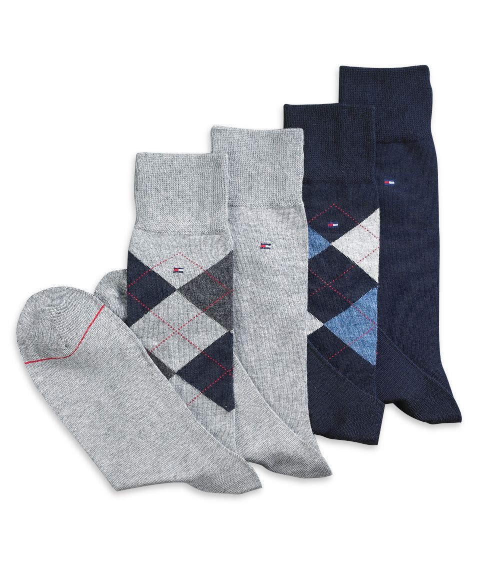 Tommy Hilfiger Socks, 4 Pack Providence Argyle and Solid   Mens