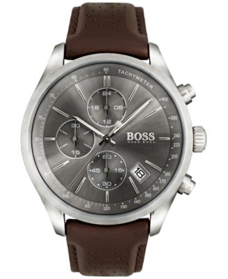 hugo boss black & red leather chronograph watch
