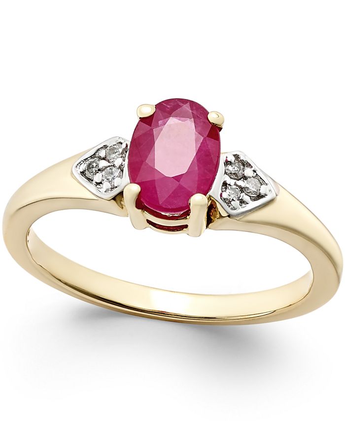 Macy's Ruby (1 ct. t.w.) and Diamond Accent Ring in 14k Gold & Reviews ...