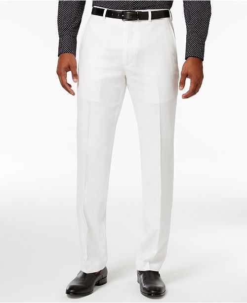 Sean John Men S Classic Fit White Linen Dress Pants Reviews Pants Men Macy S