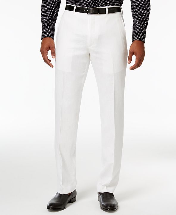 Sean John Men's Classic-Fit White Linen Dress Pants & Reviews - Pants ...