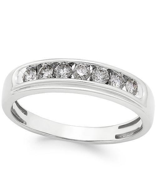 Macy S Men S Diamond Band 1 2 Ct T W In 10k White Gold Reviews Rings Jewelry Watches Macy S