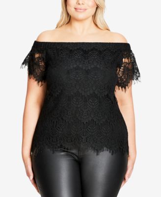 plus size lace off the shoulder top