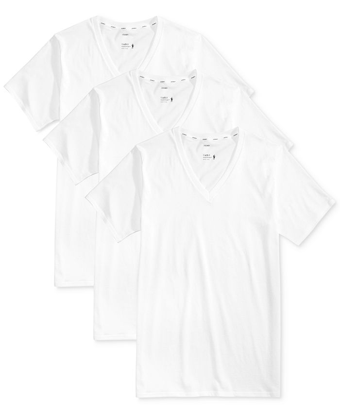 Jockey Men's 3 Pack Essential Fit Staycool + VNeck Cotton Undershirts