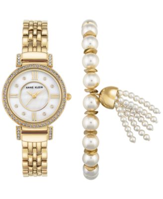 anne klein gold watch with swarovski crystals