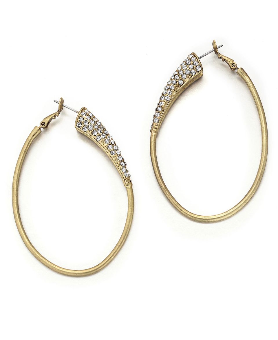 Jessica Simpson Earrings, Gold tone Crystal Twist Hoop Earrings