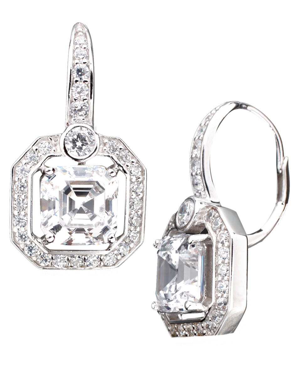 CRISLU Earrings, Platinum over Sterling Silver Cubic Zirconia Drop