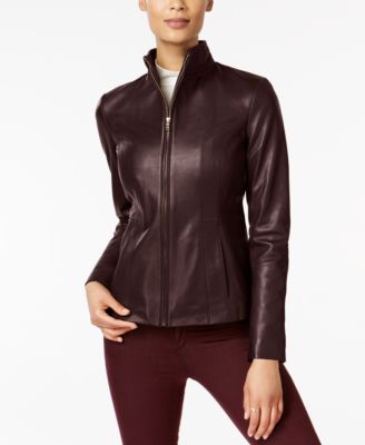 macy's women's black leather jacket
