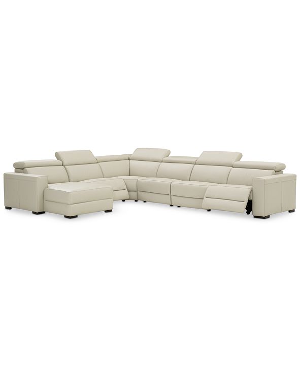 Furniture Nevio 6-pc Leather Sectional Sofa with Chaise, 2 Power