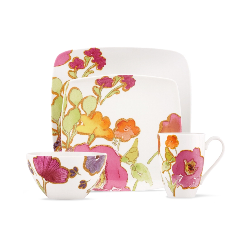 Lenox Dinnerware, Floral Fusion Square 4 Piece Place Setting