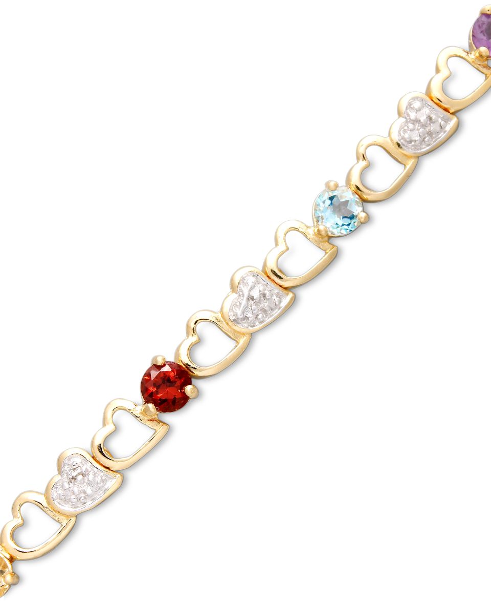 18k Gold Over Sterling Silver Bracelet, Multistone and Diamond Accent