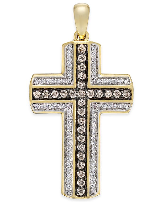 Macy's Men's Diamond Cross Pendant (3/4 ct. t.w.) in 10k Gold & Reviews