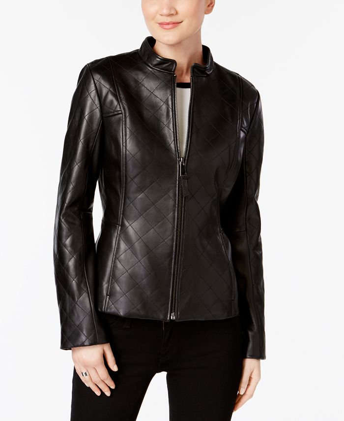 Jones New York Quilted Leather Jacket & Reviews - Coats - Women - Macy's