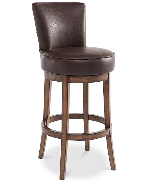 Armen Living Boston 26 Counter Height Swivel Wood Barstool In Chestnut Finish And Kahlua Faux Leather Reviews Home Macy S