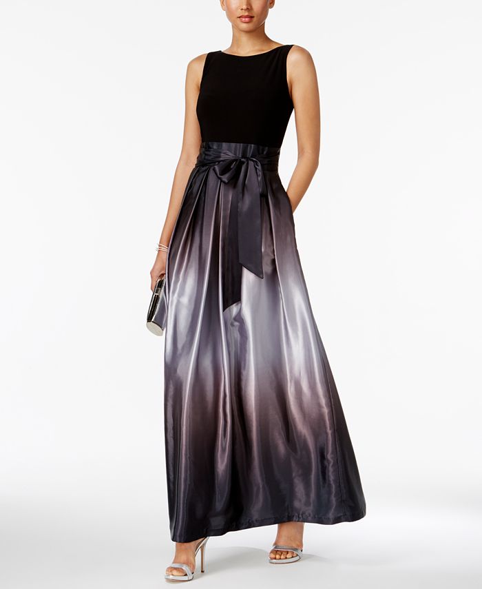 after six bow front stretch satin gown
