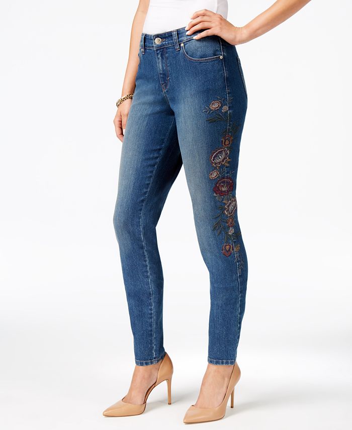 Style & Co Curvy Embroidered Skinny Jeans, Created for Macy's & Reviews ...