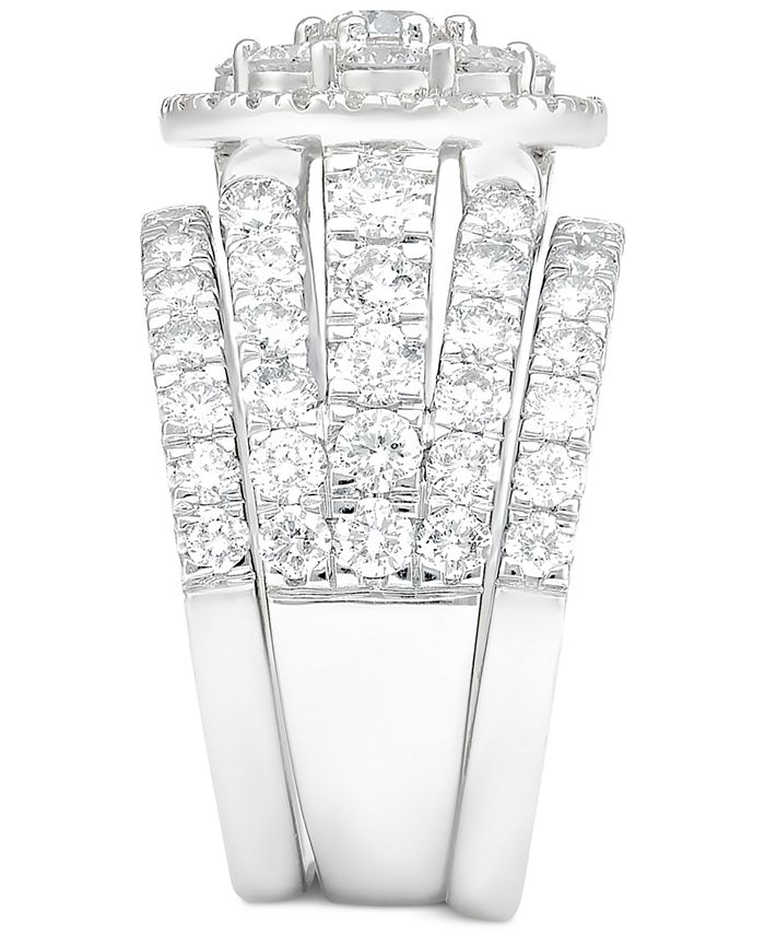 Macy's Diamond Flower Cluster MultiRow Ring (4 ct. t.w.) in 14k White