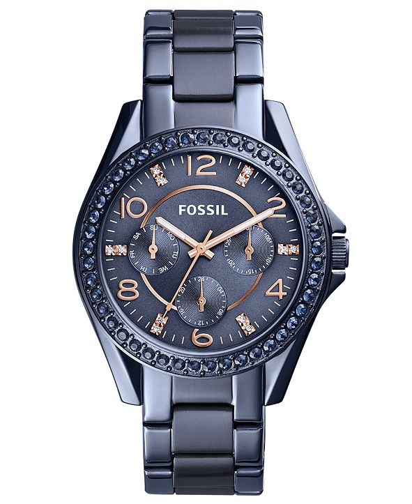 Fossil Women's Riley Blue Stainless Steel Bracelet Watch 38mm & Reviews