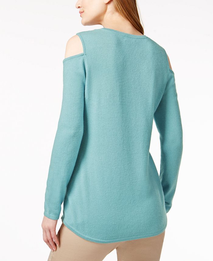 Charter Club Cashmere ColdShoulder Sweater, Created for Macy's